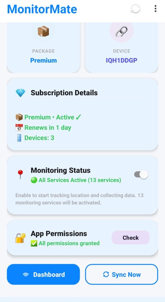 MonitorMate Setup Screen